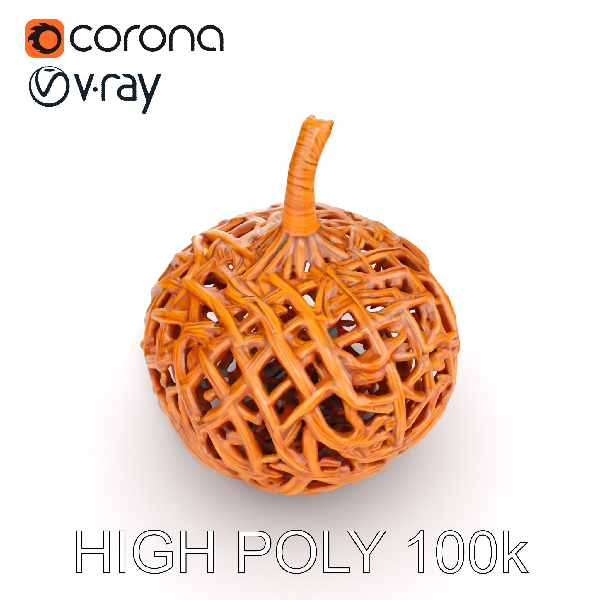 Wicker Pumpkin Decorative Model Pack Low-poly 3D model_22