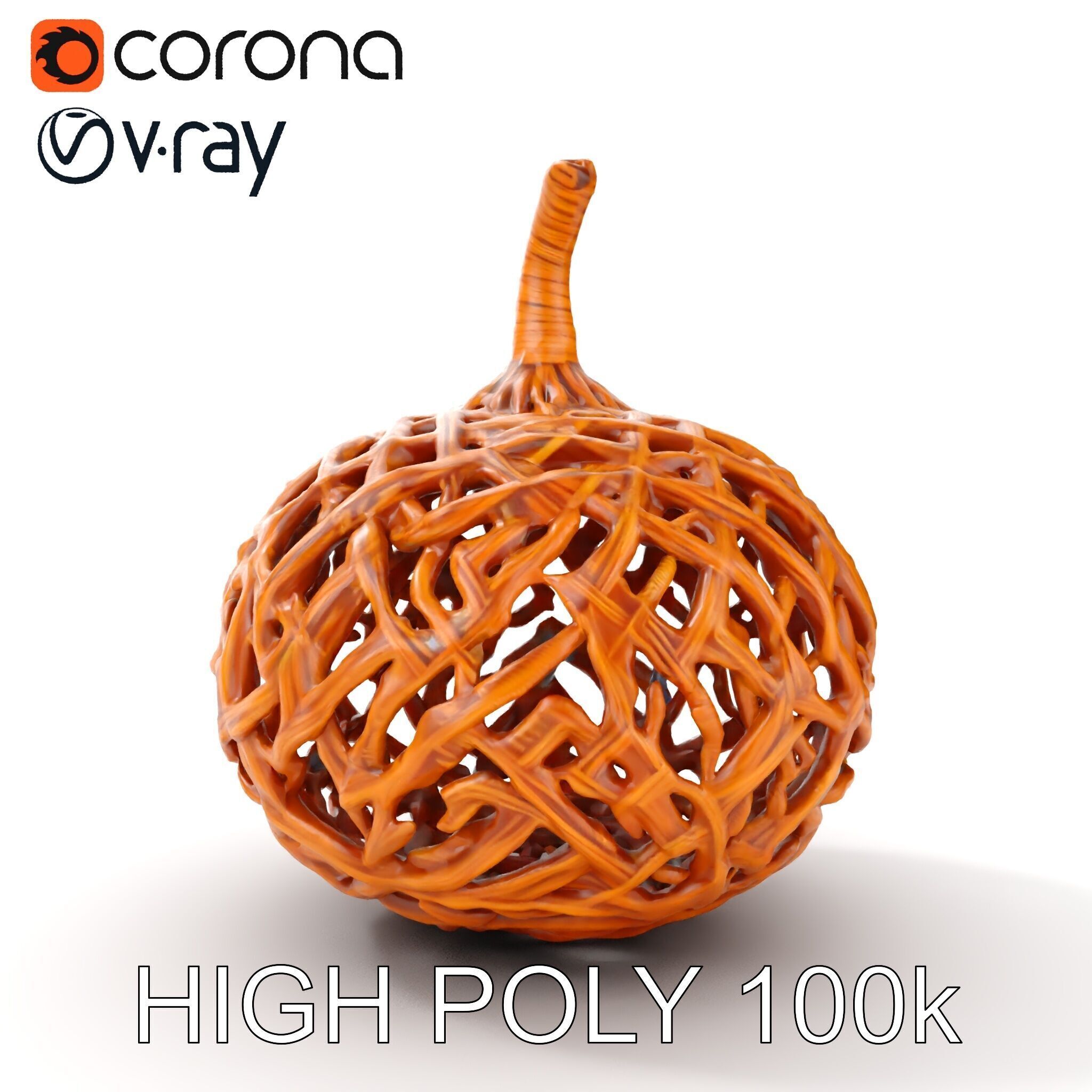 Wicker Pumpkin Decorative Model Pack Low-poly 3D model_19