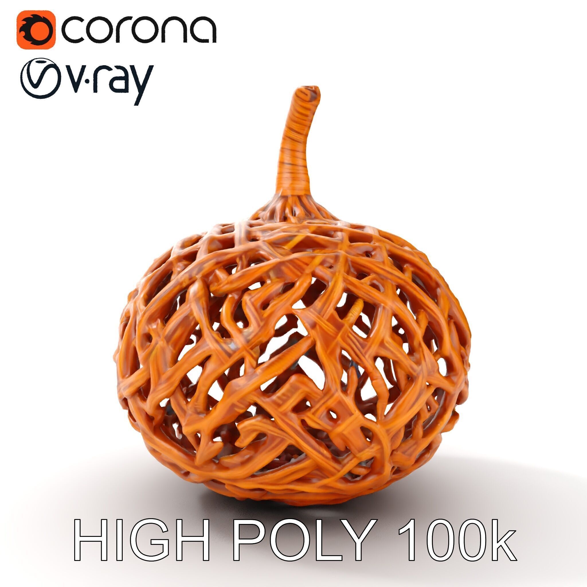 Wicker Pumpkin Decorative Model Pack Low-poly 3D model_15