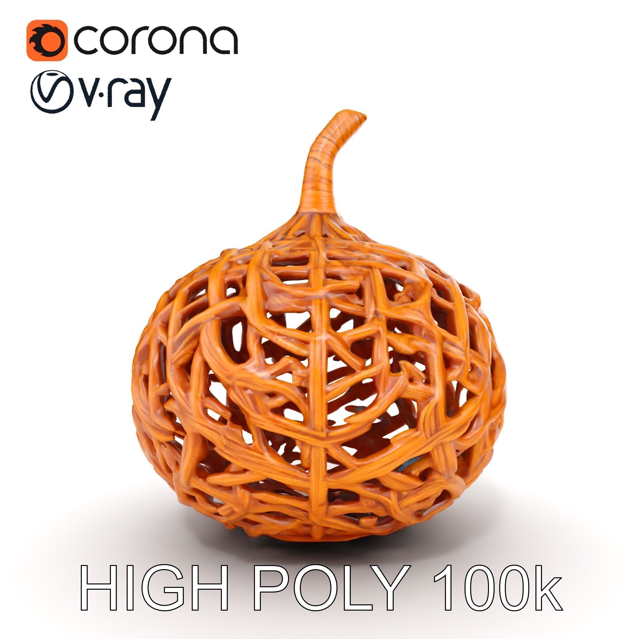 Wicker Pumpkin Decorative Model Pack Low-poly 3D model_14