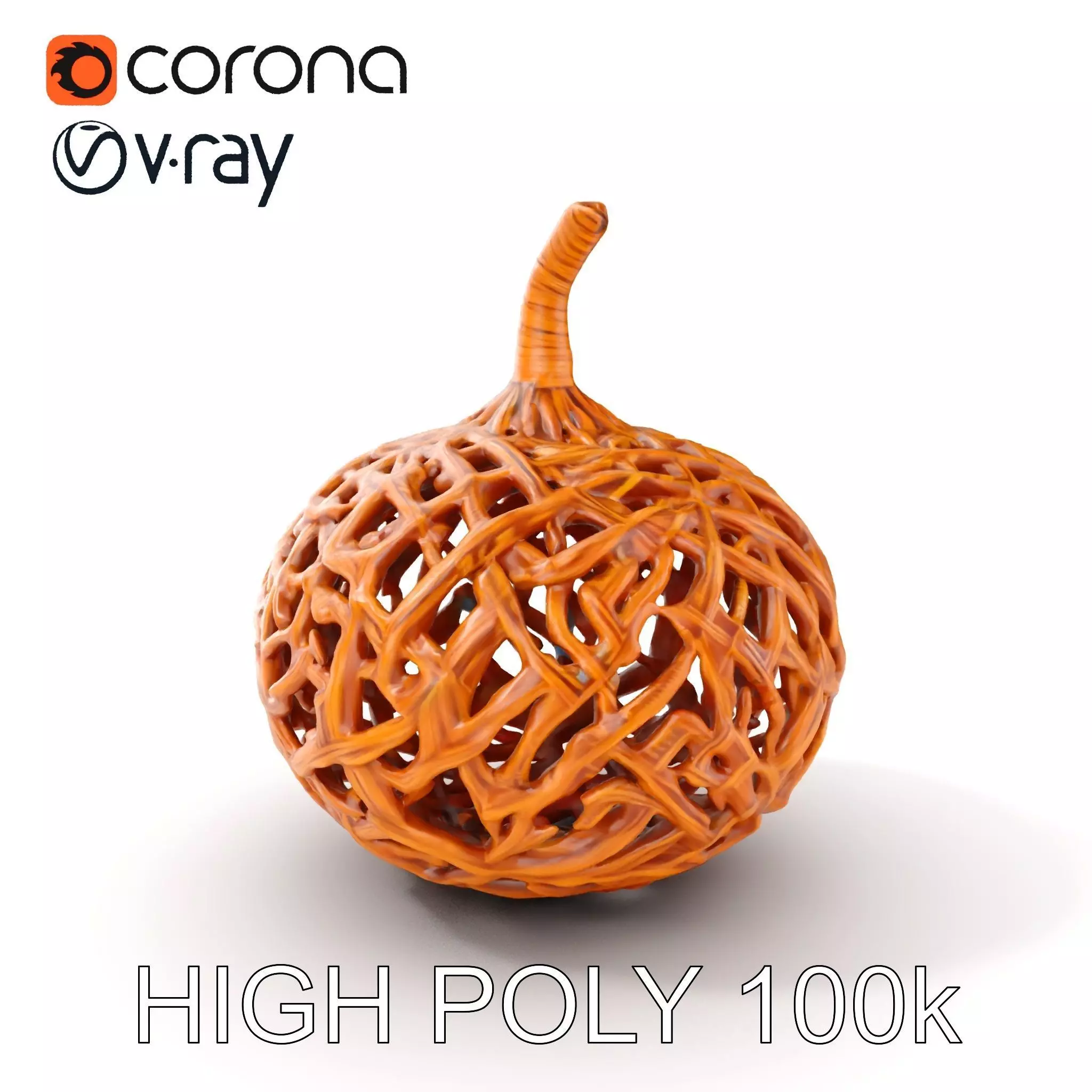 Wicker Pumpkin Decorative Model Pack Low-poly 3D model_0