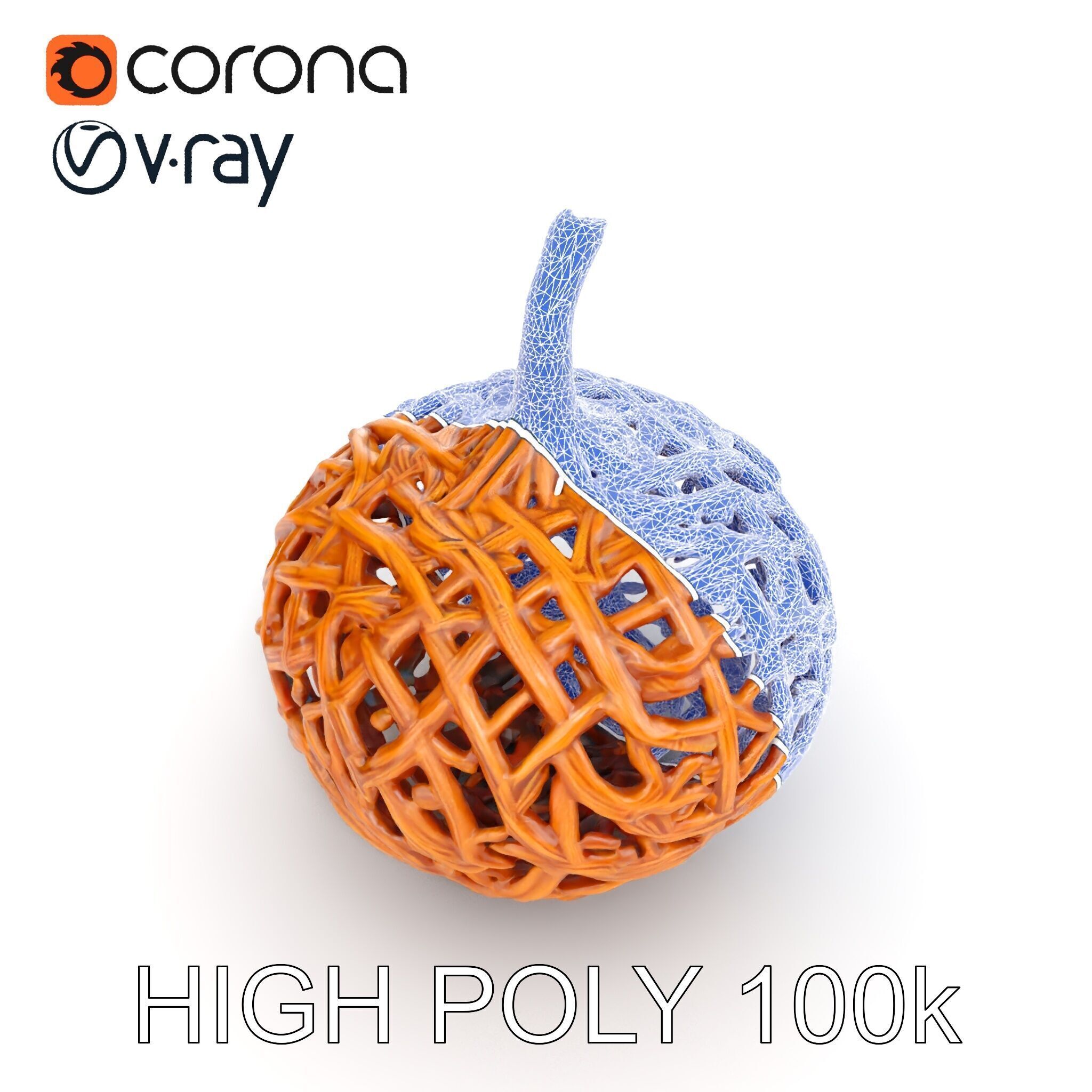 Wicker Pumpkin Decorative Model Pack Low-poly 3D model_13