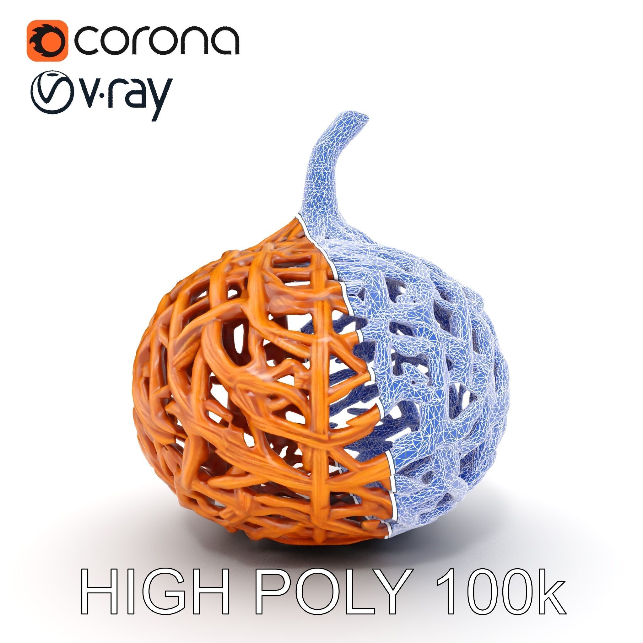 Wicker Pumpkin Decorative Model Pack Low-poly 3D model_35