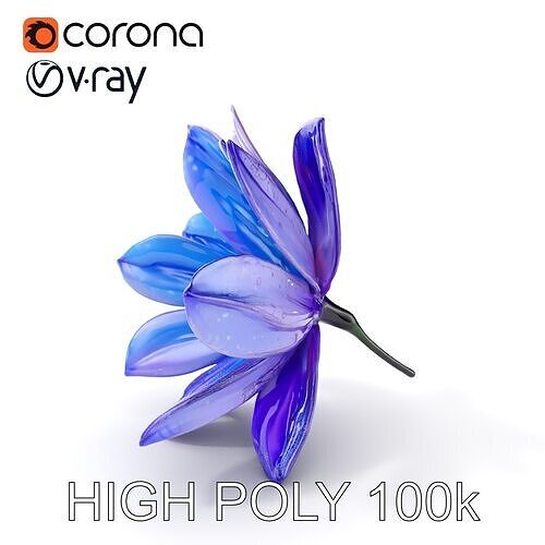 Vibrant Blue Flower Petal Model Pack Low-poly 3D model