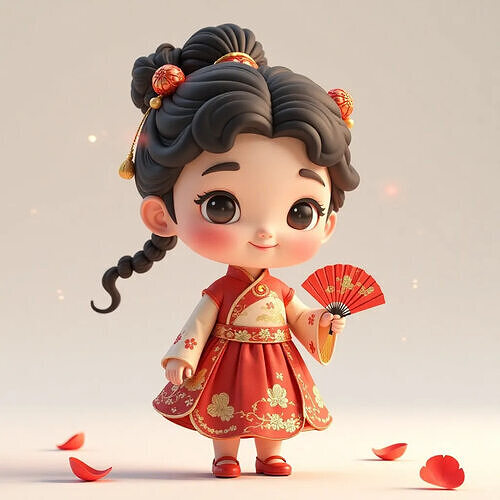 Cartoon anime little girl 3D model