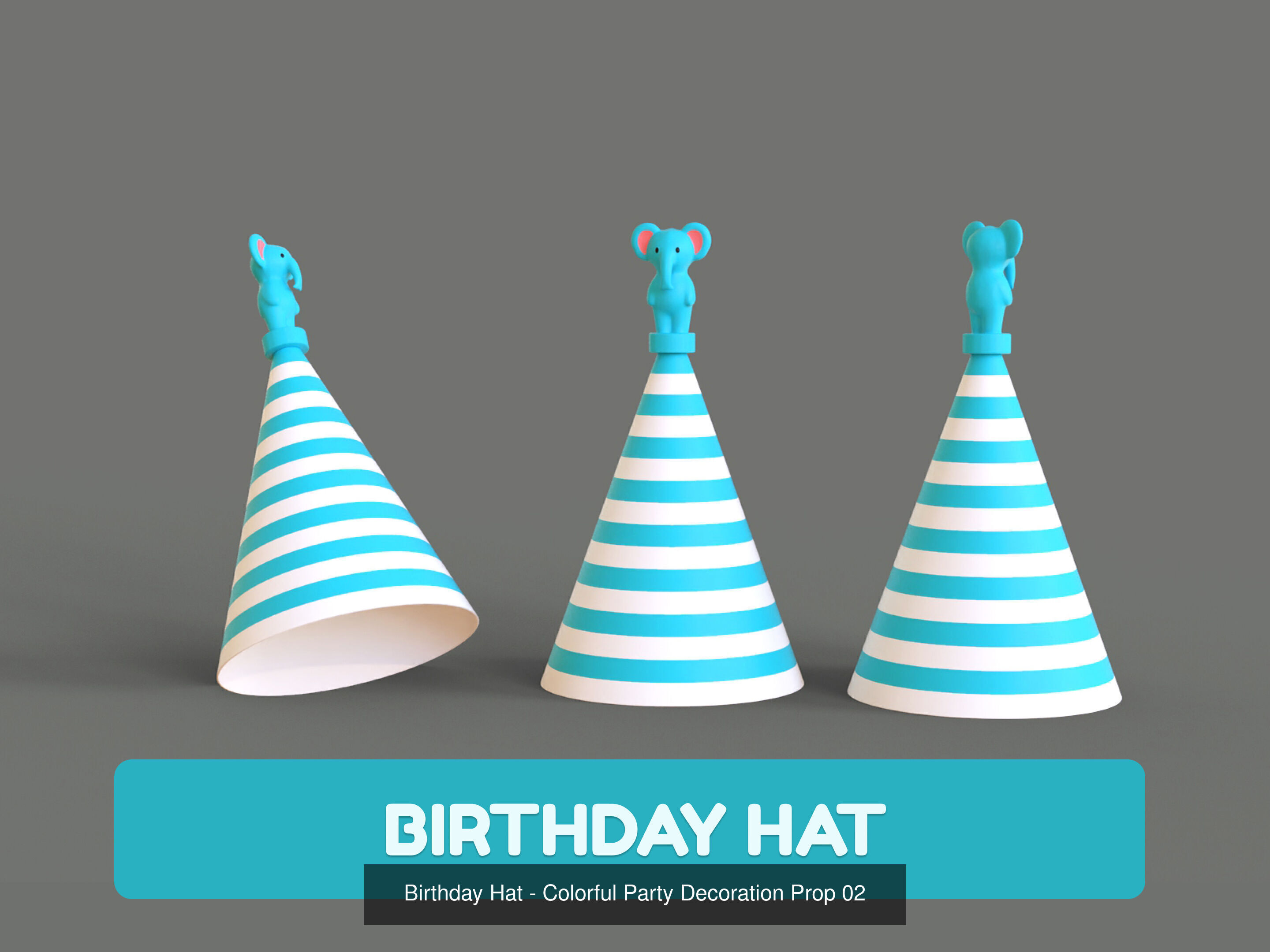 Cartoon Party Props Birthday Decoration Set 3D Model Collection_32