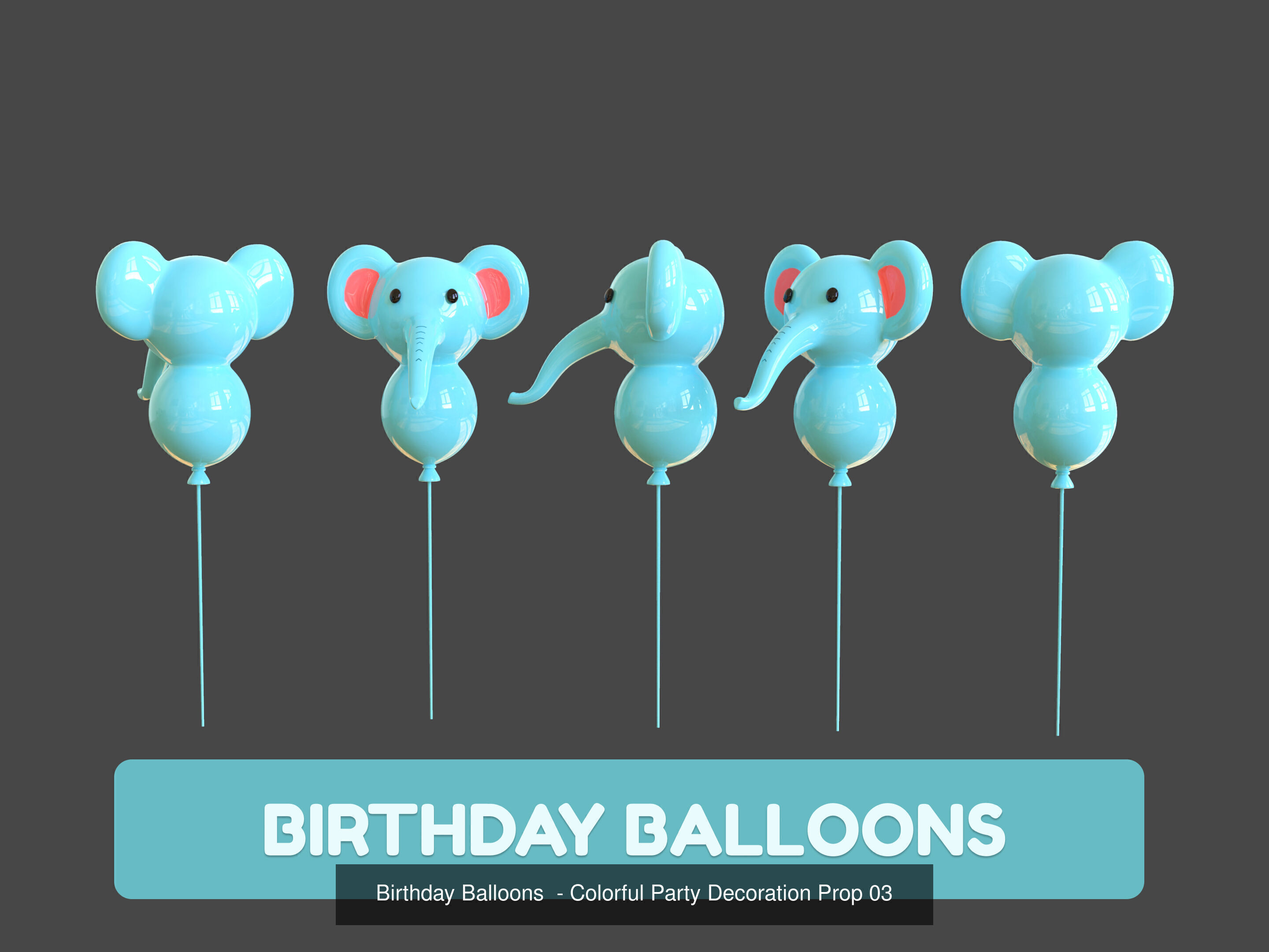 Cartoon Party Props Birthday Decoration Set 3D Model Collection_27