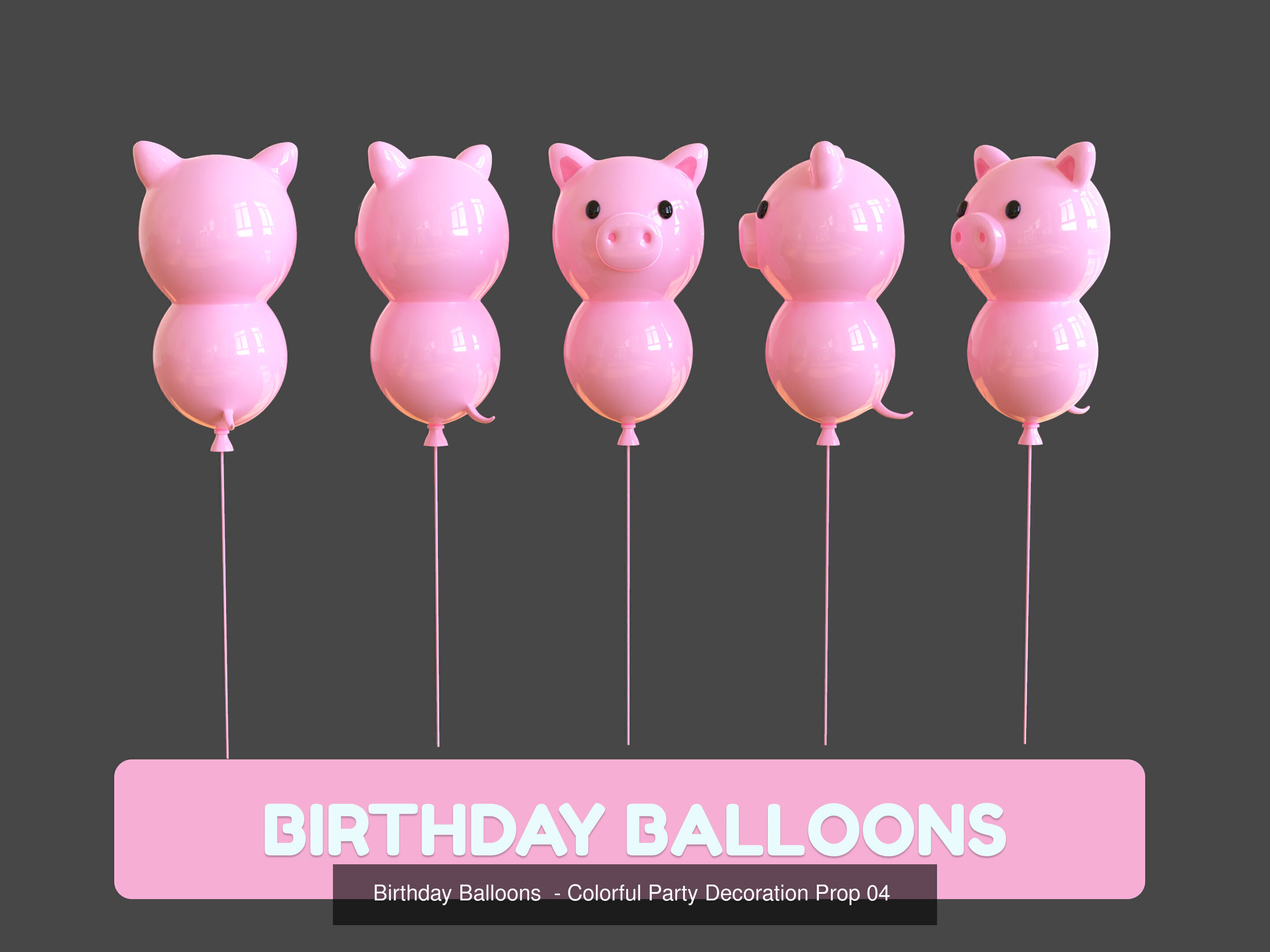 Cartoon Party Props Birthday Decoration Set 3D Model Collection_28