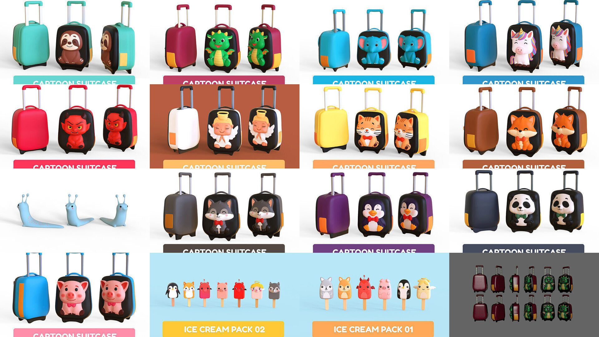 Cartoon Party Props Birthday Decoration Set 3D Model Collection_3