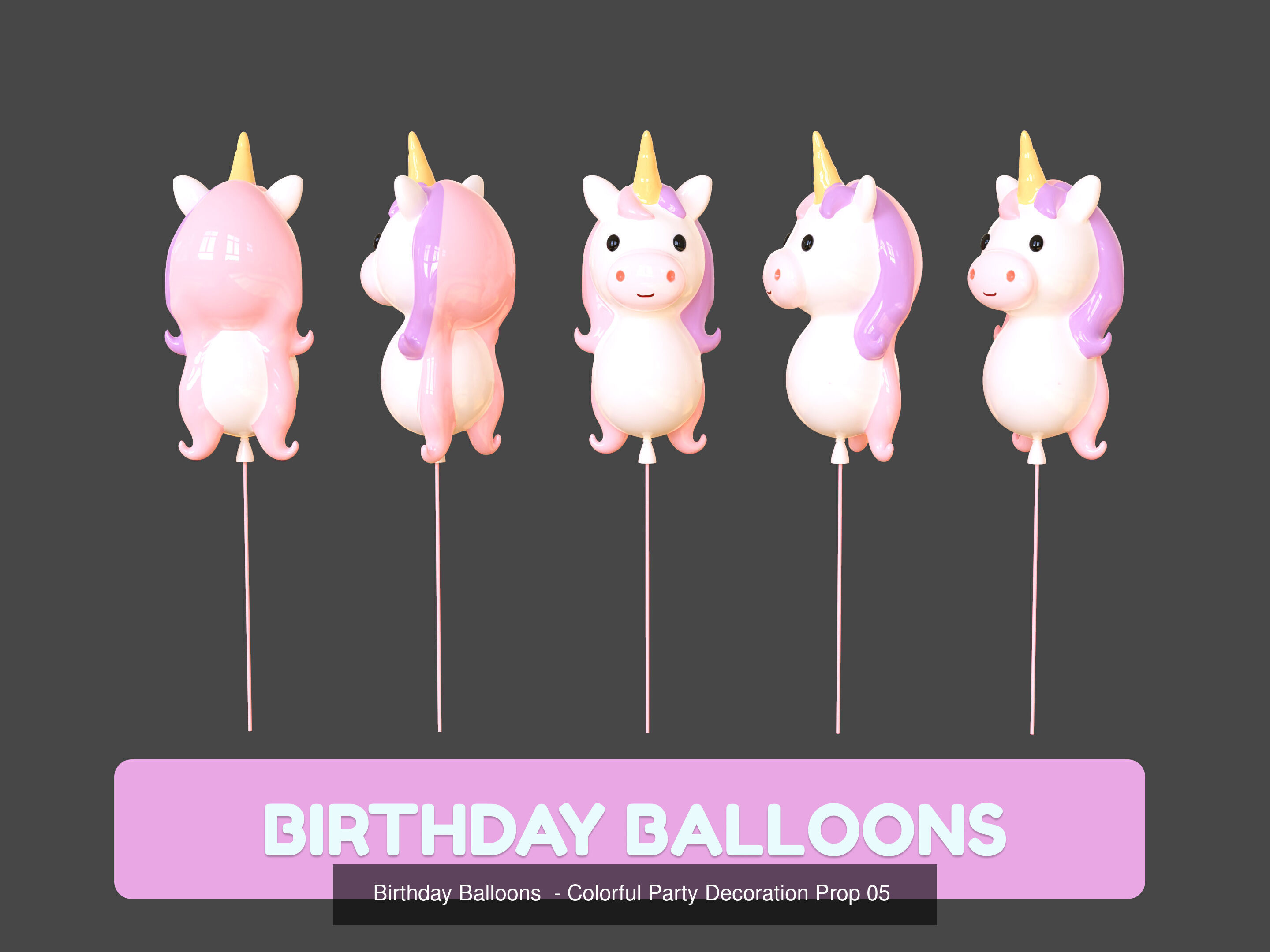 Cartoon Party Props Birthday Decoration Set 3D Model Collection_30