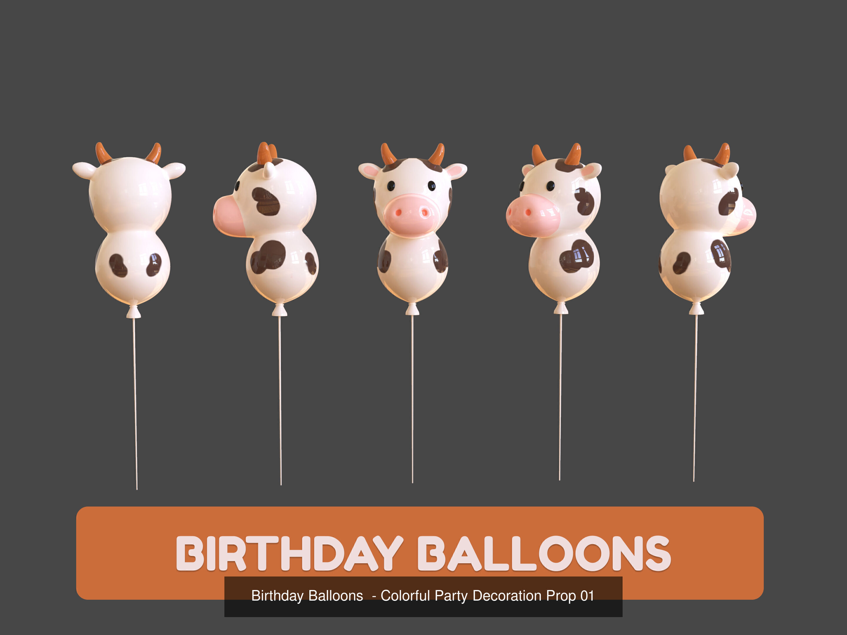 Cartoon Party Props Birthday Decoration Set 3D Model Collection_25