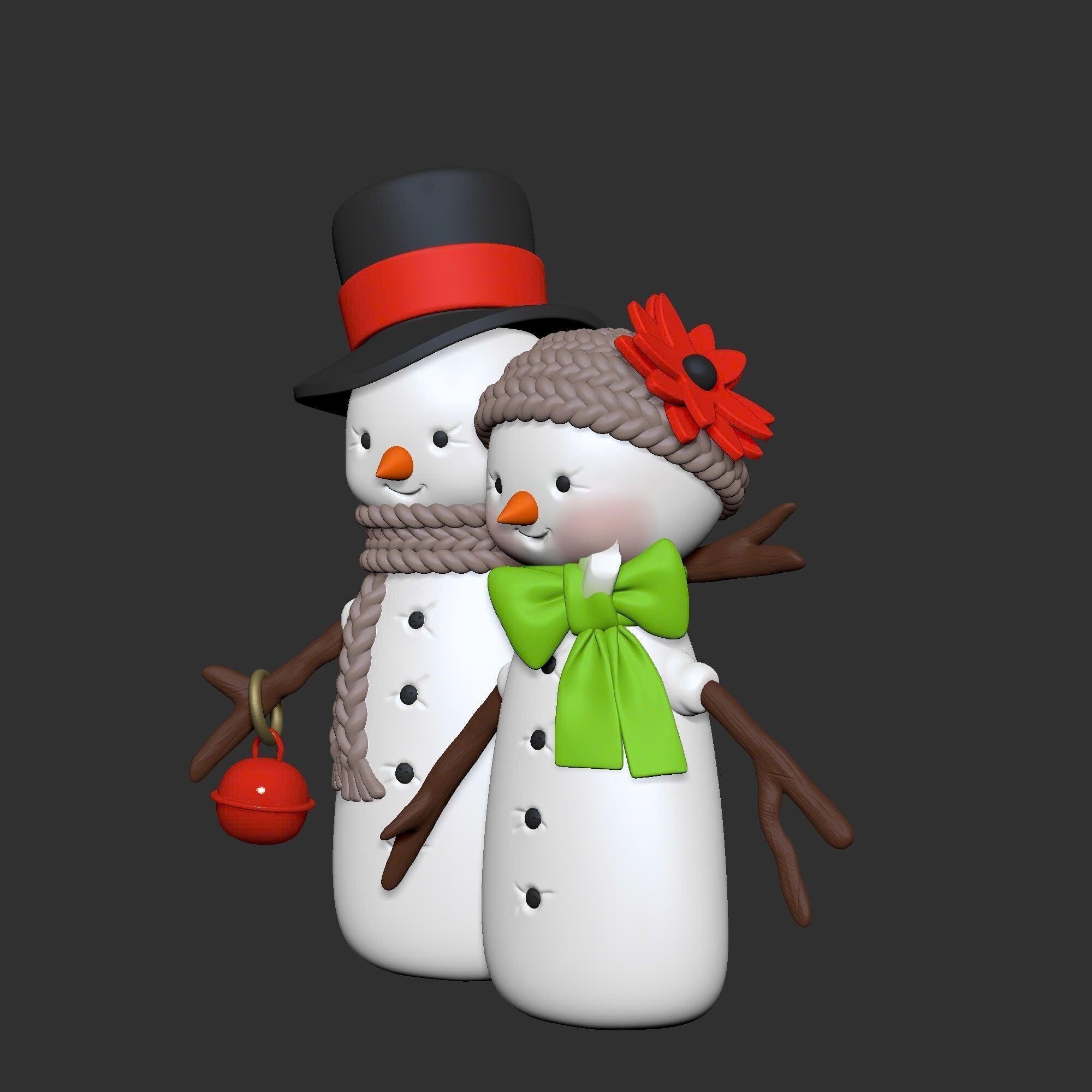 Snow boy  snow girl - Christmas Ver 1 3D print model_2