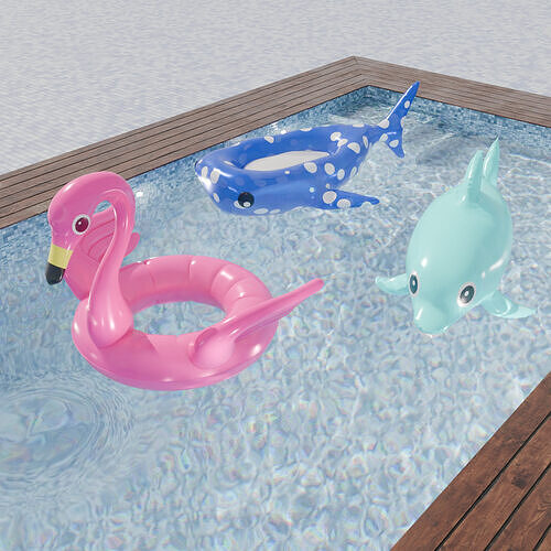 Animal floats     flamingo  whale shark  dolphin 3D model