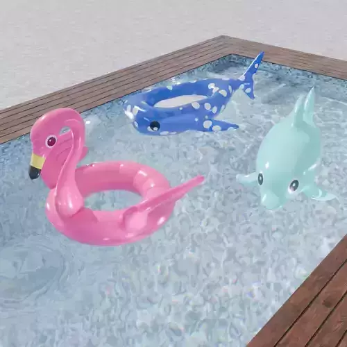 Animal floats flamingo whale shark dolphin 3D model