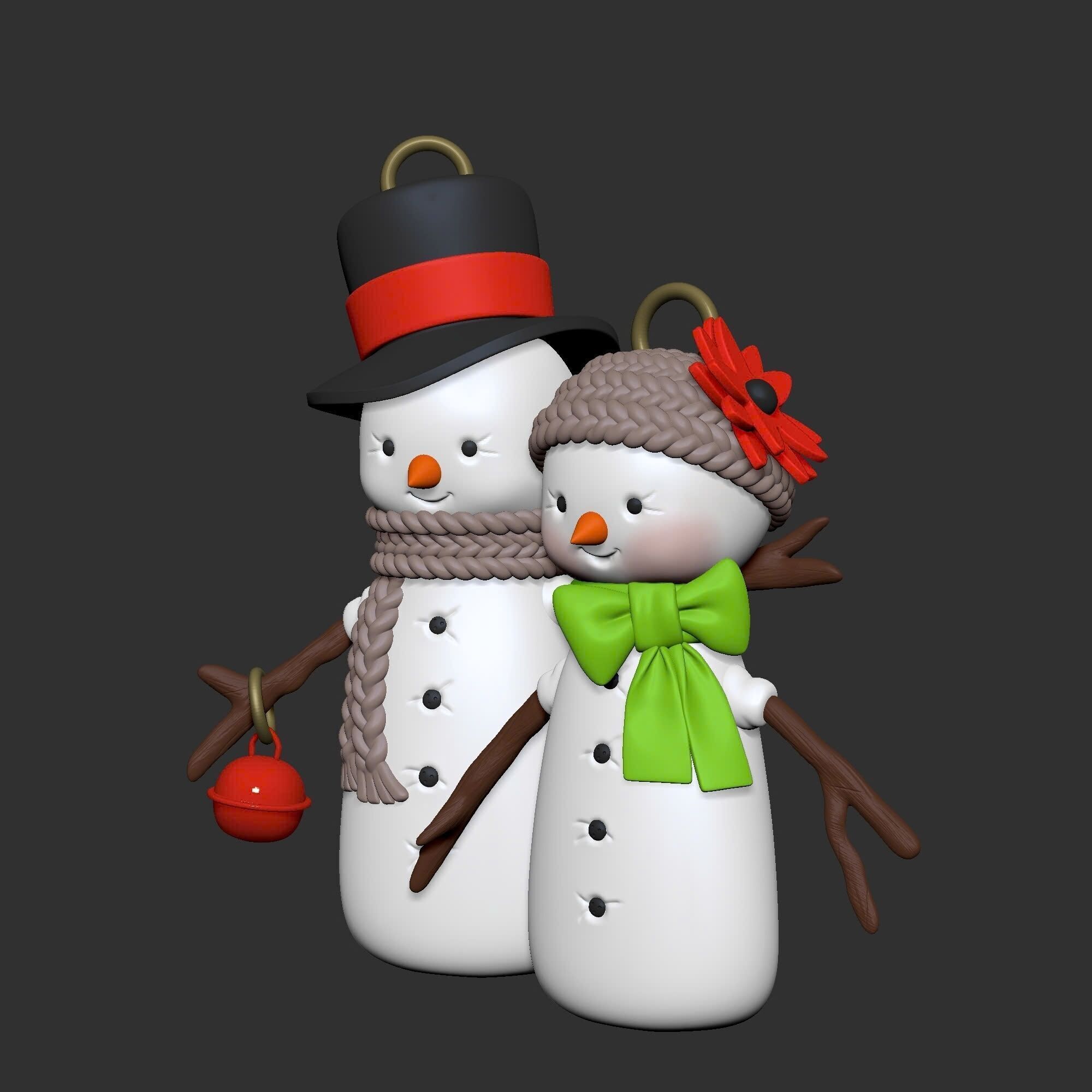 Snow boy snow girl - Christmas Ver 2 3D print model_1
