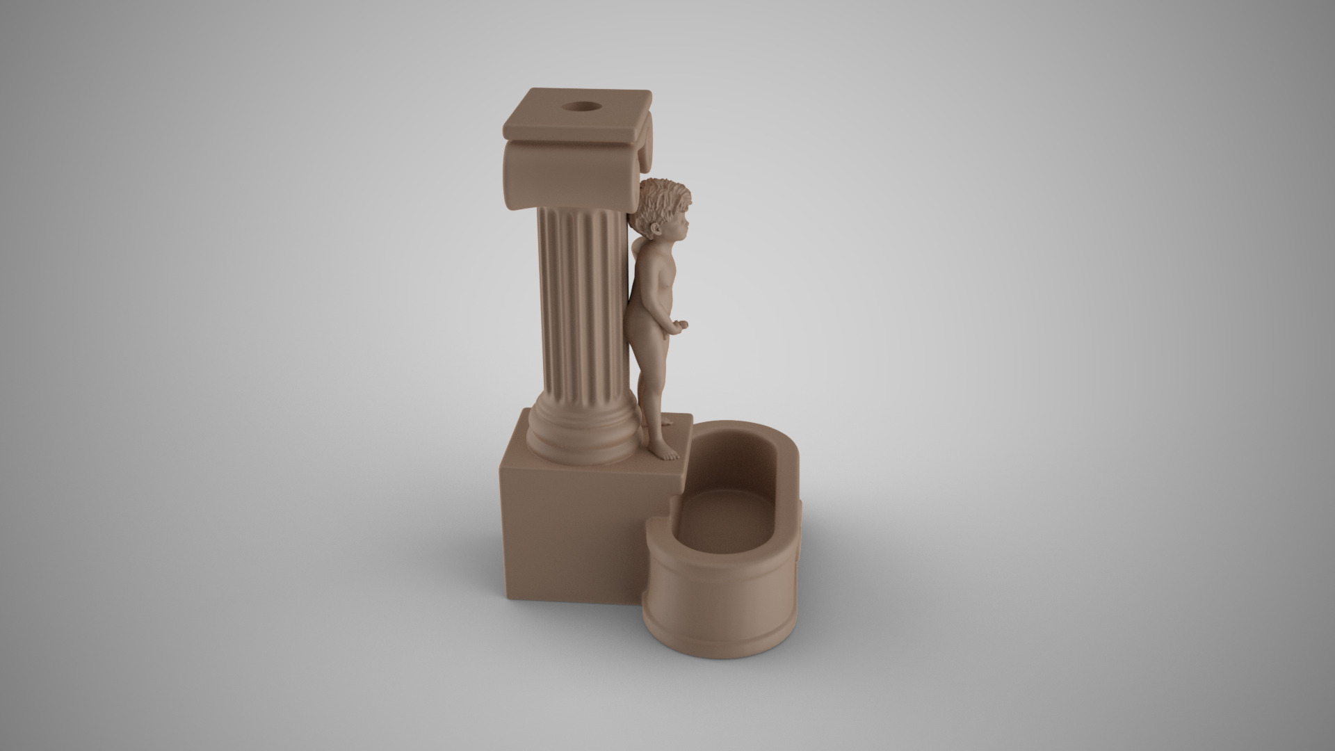 Child Peeing in Pool Incense Burner 3D print model_3