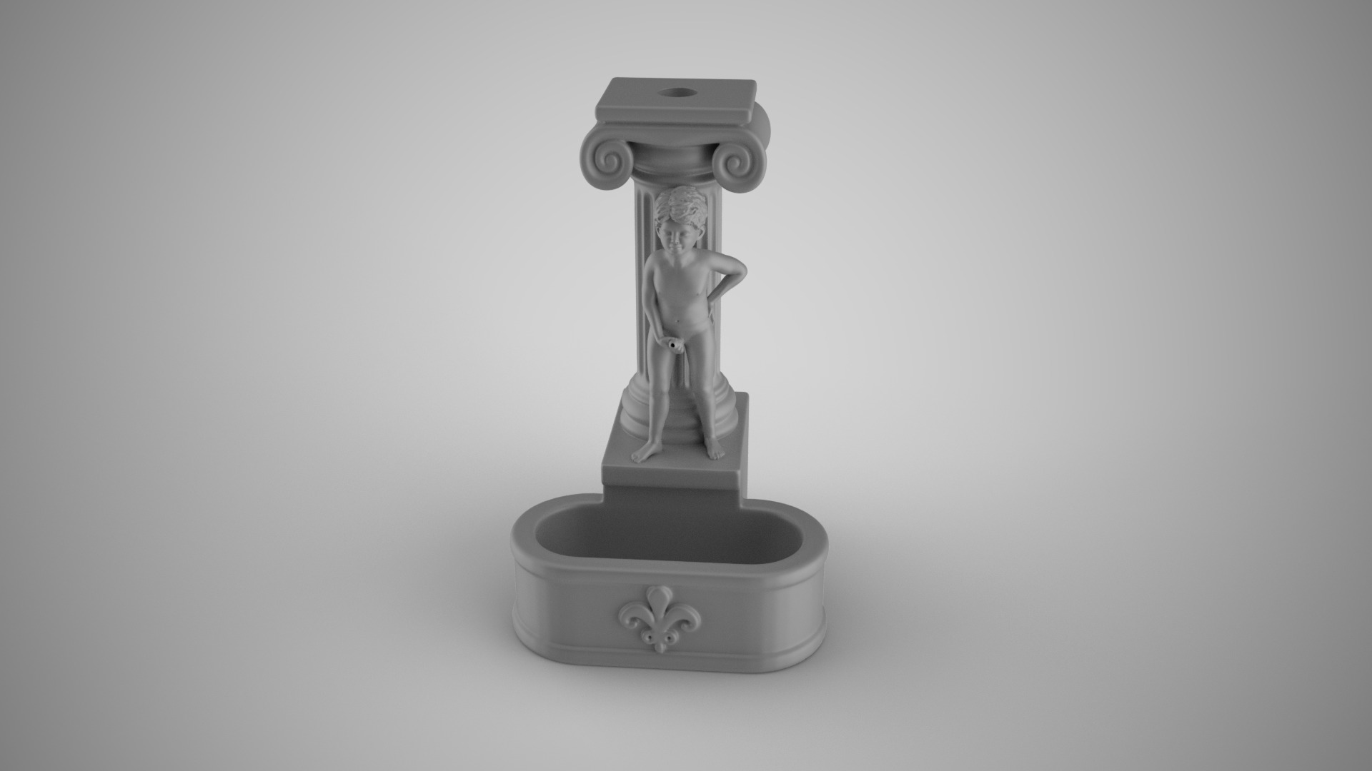 Child Peeing in Pool Incense Burner 3D print model_1