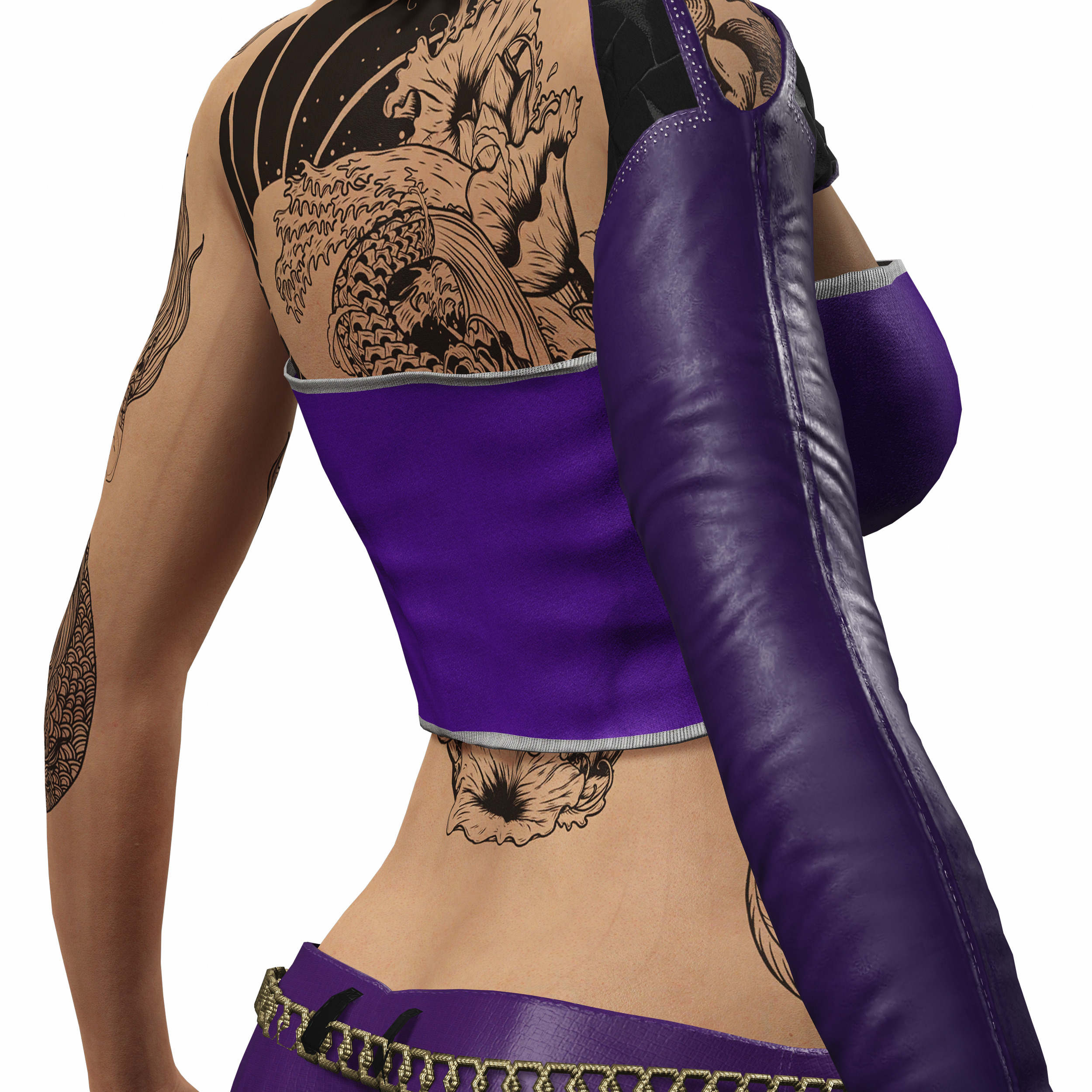 Asian Realistic Tattooed Female Character Game Ready Low-poly 3D model_23