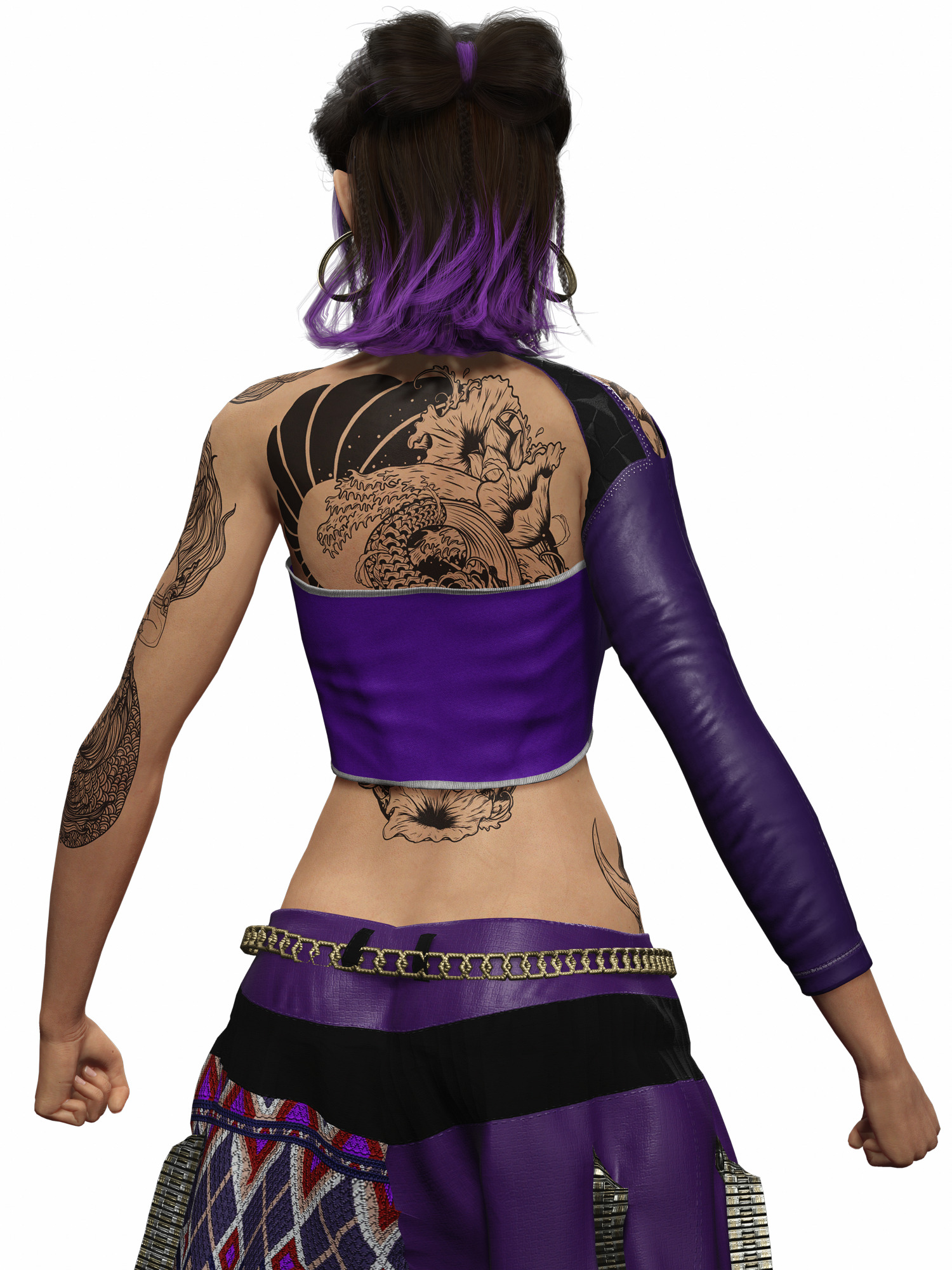 Asian Realistic Tattooed Female Character Game Ready Low-poly 3D model_25
