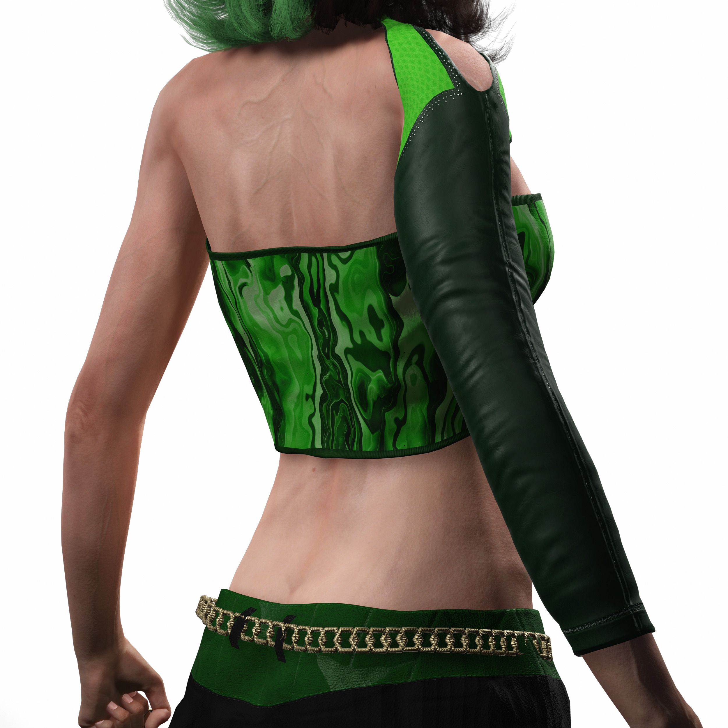 Realistic Female Character in Green Outfit Low-poly 3D model_23