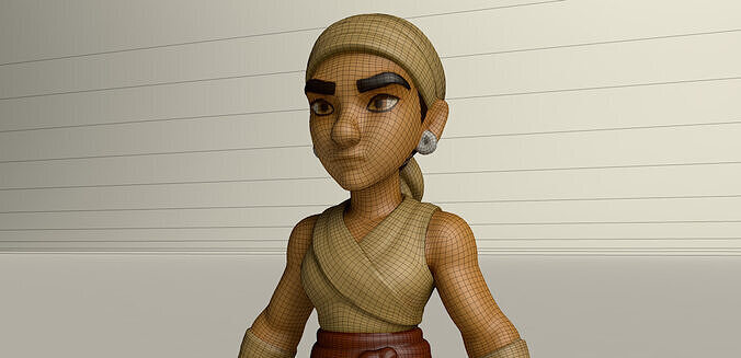 Stylized Game Ready Human Character Rigged named Becky Low-poly 3D model