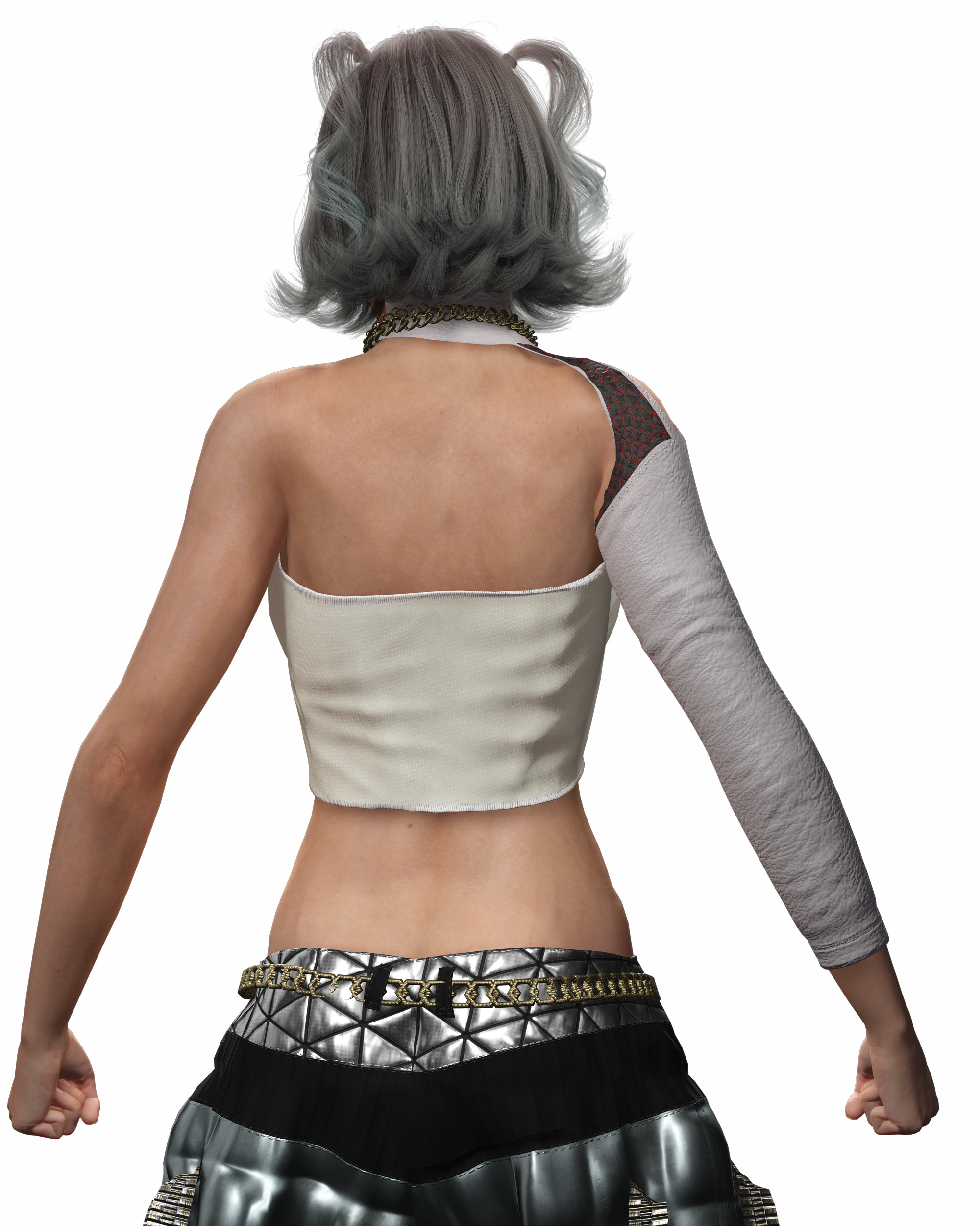Realistic Female Character with White Outfit Low-poly 3D model_12