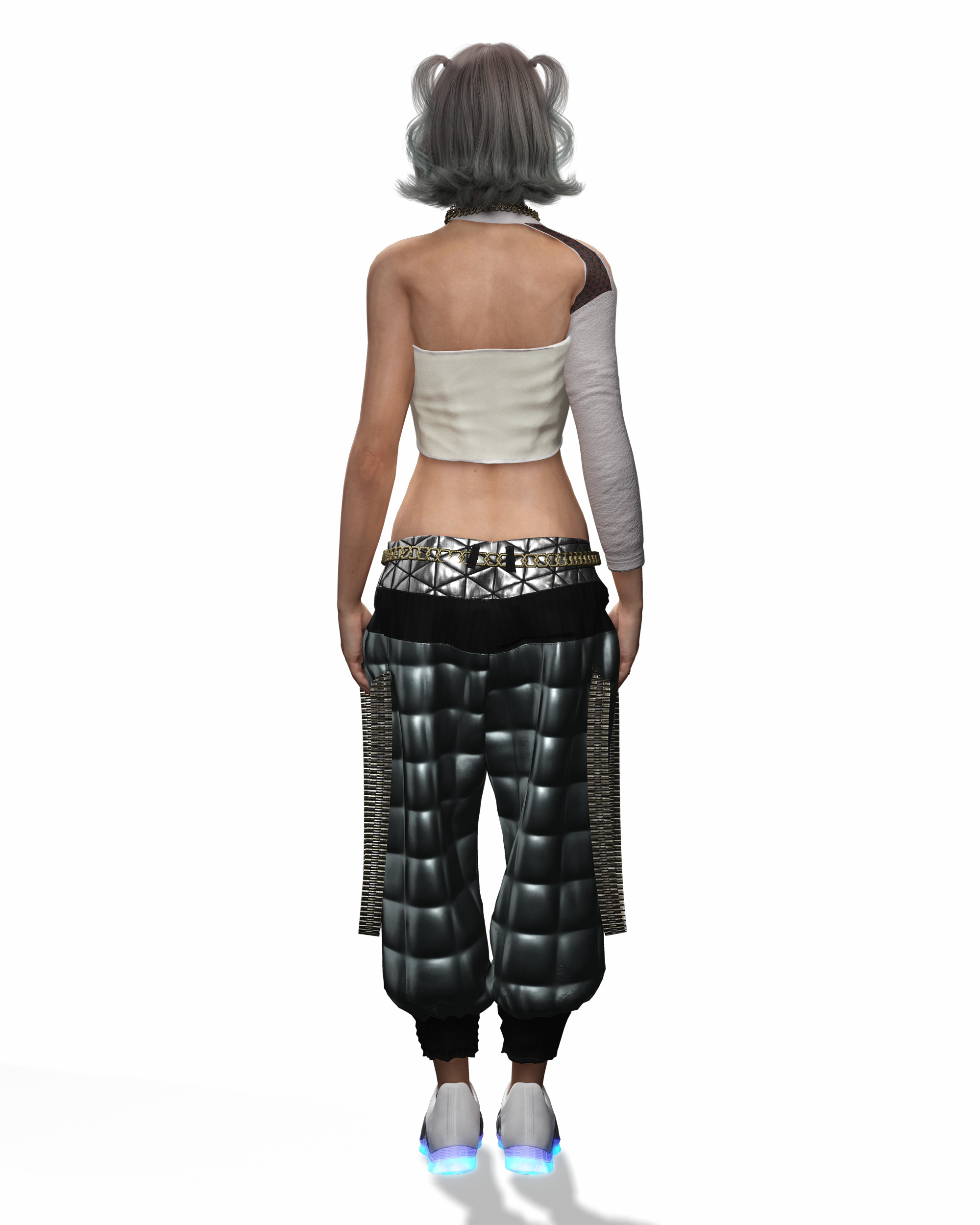 Realistic Female Character with White Outfit Low-poly 3D model_17