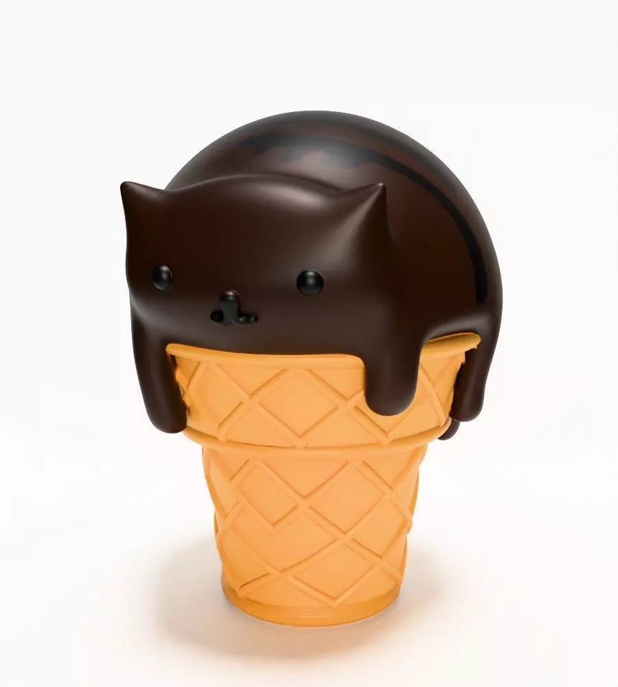 Cat Ice Cream toy 3D print model_2