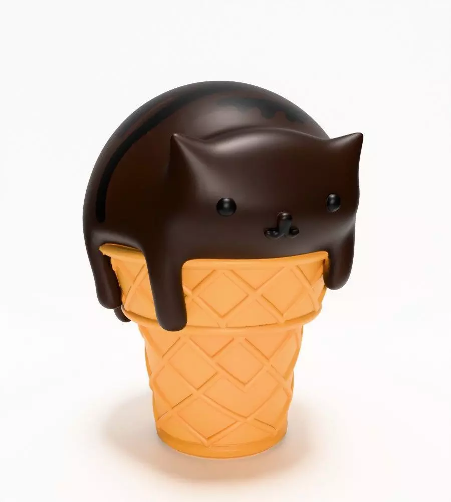 Cat Ice Cream toy 3D print model_21