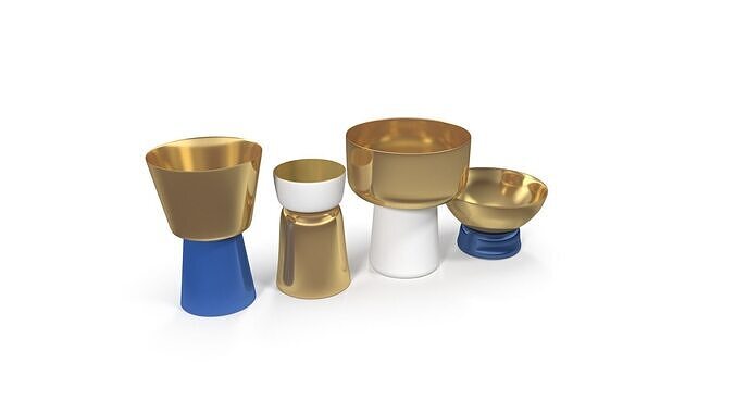 Mabo Brass Bowl Decor Set 3D model