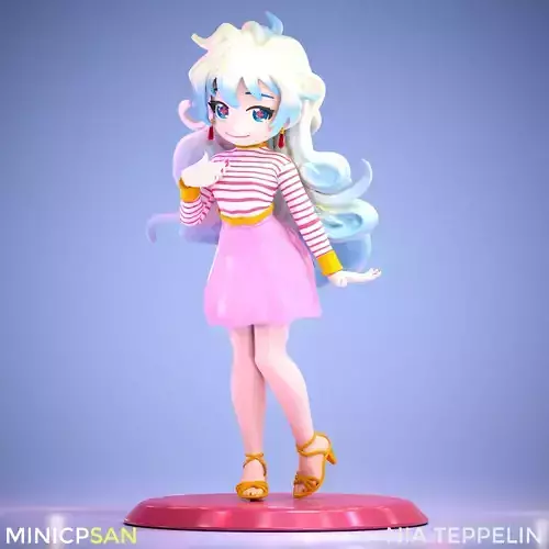 Nia Teppelin - Cute Stripes Summer Outfit - Gurren Lagann Anime 3D print model