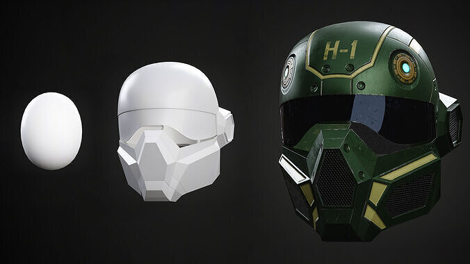Sci-Fi Helmet in Blender Hard Surface Workflow Free low-poly 3D model