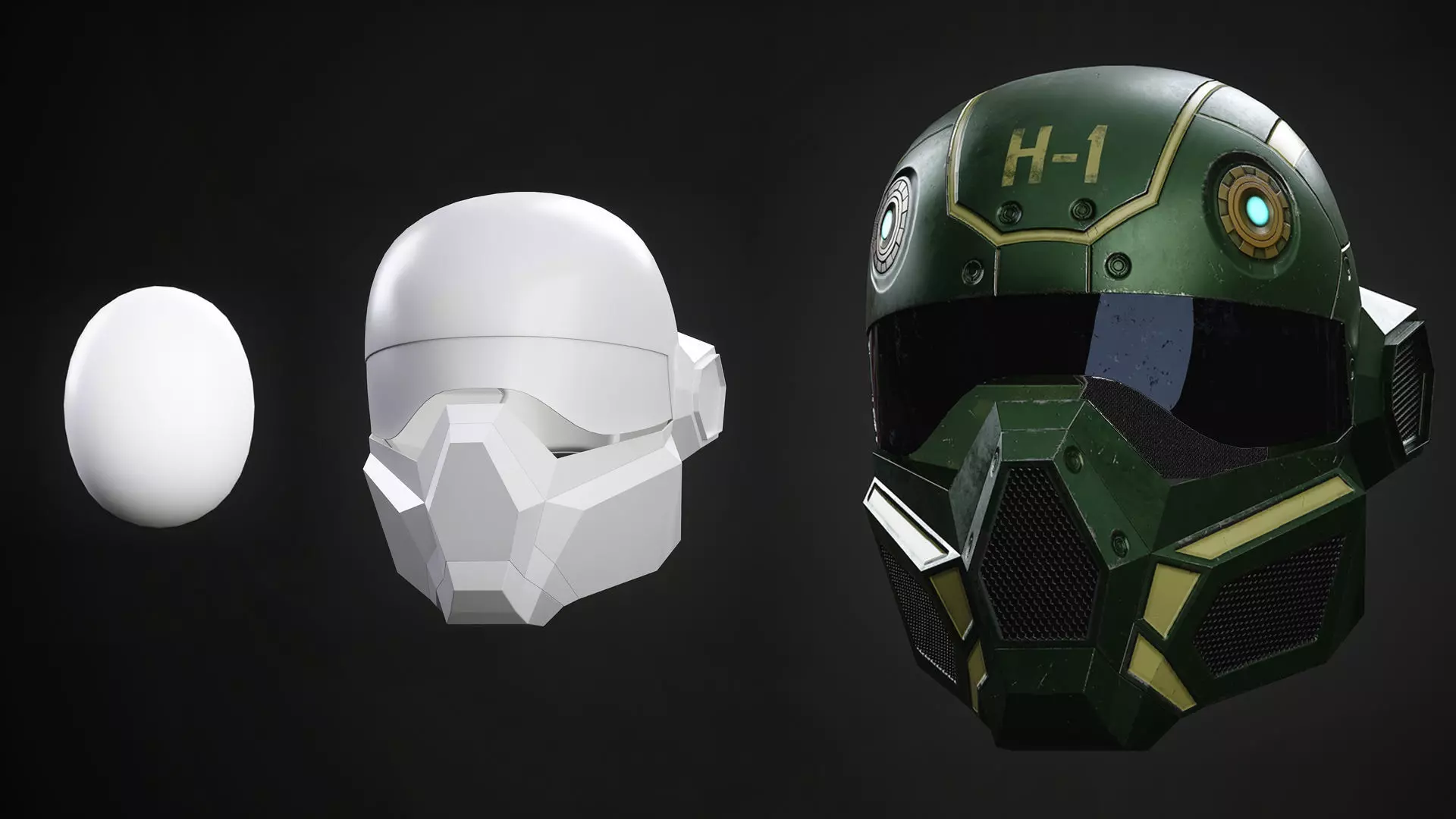 Sci-Fi Helmet in Blender Hard Surface Workflow Free low-poly 3D model_0