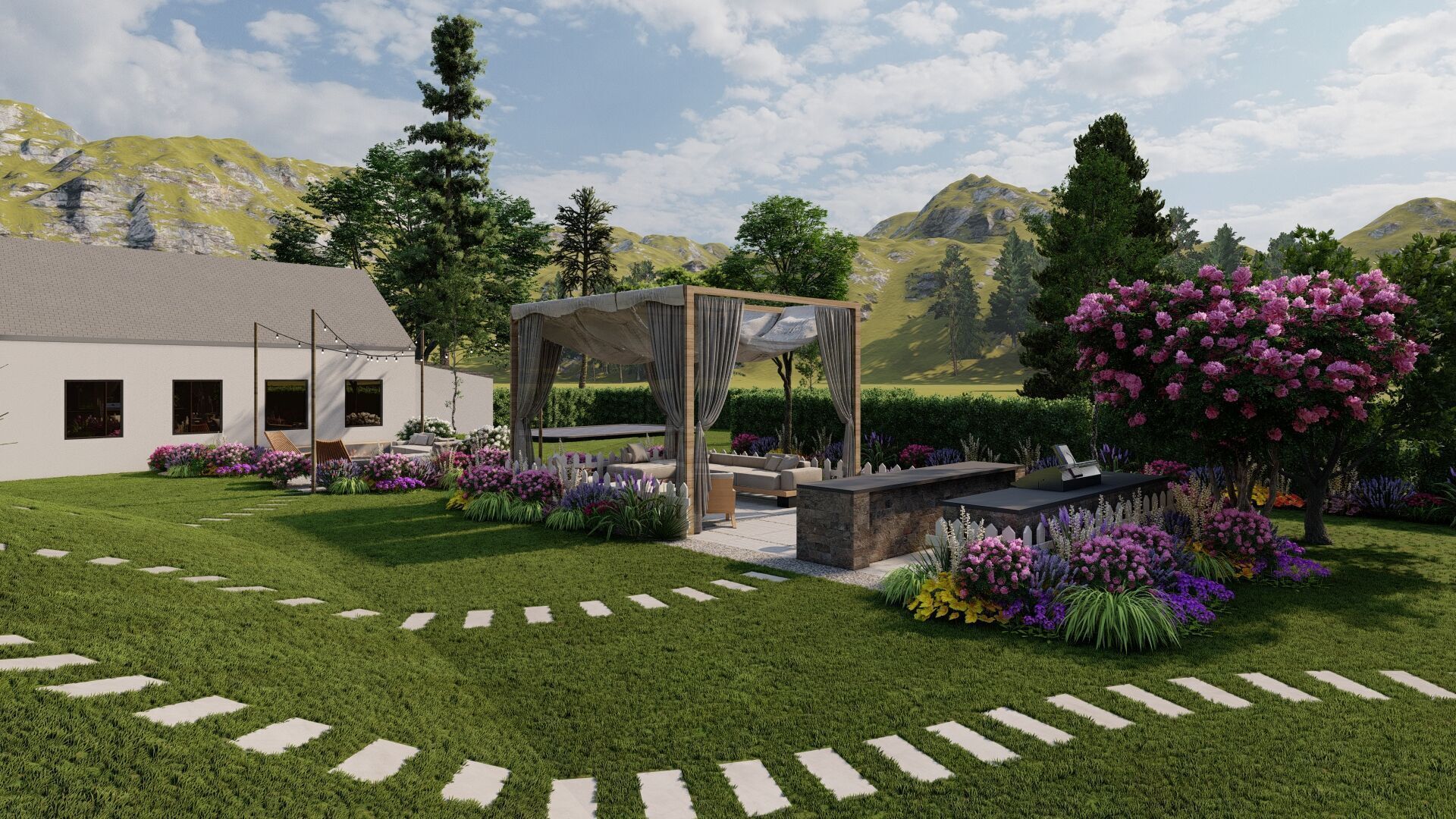  Garden Landscape 3D Model - SketchUp and Lumion Scene 3D model_2