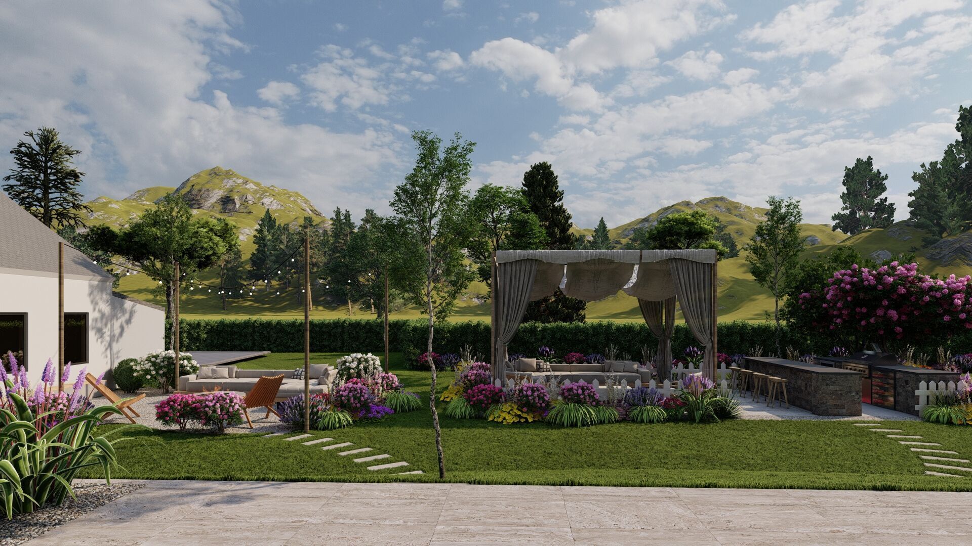  Garden Landscape 3D Model - SketchUp and Lumion Scene 3D model_4