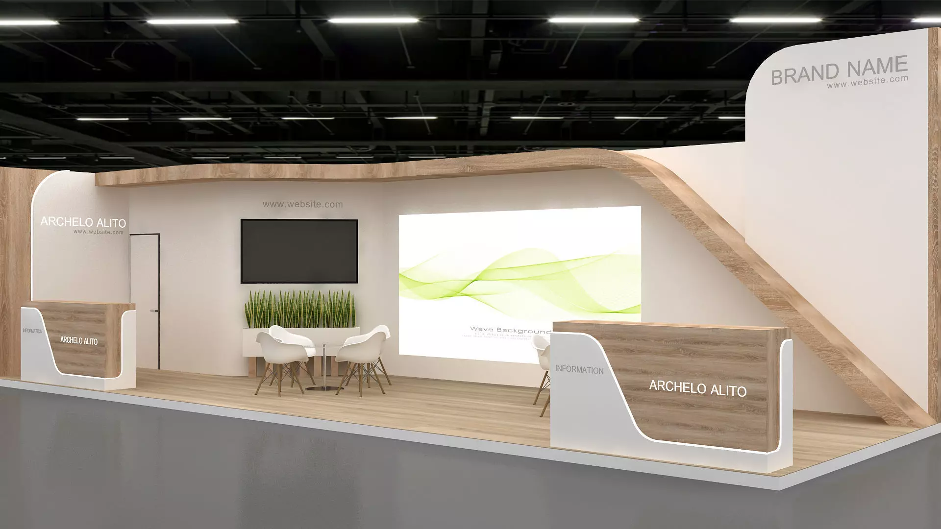 booth 3d Exhibition Low-poly 3D model_0