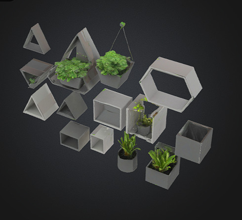 Modern Geometric Wall Planter Set  Free 3D print model_2