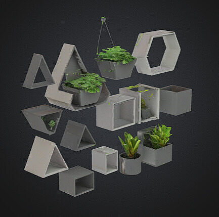 Modern Geometric Wall Planter Set  Free 3D print model