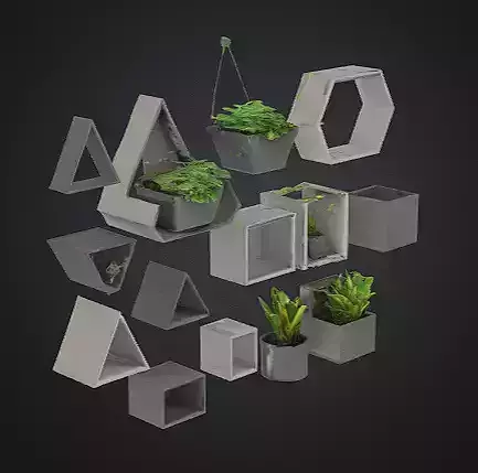 Modern Geometric Wall Planter Set 
