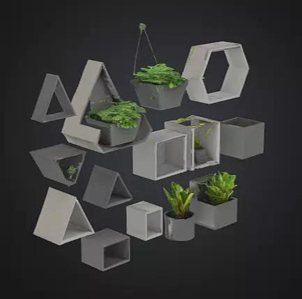 Modern Geometric Wall Planter Set  Free 3D print model_0