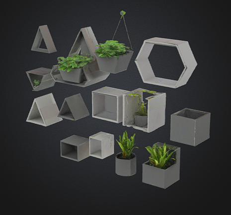 Modern Geometric Wall Planter Set  Free 3D print model_1