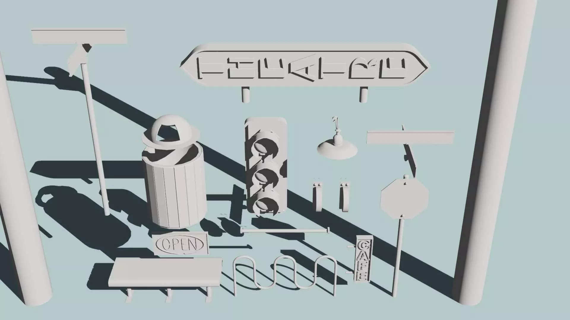 City Street Misc Asset Pack  3D model_0