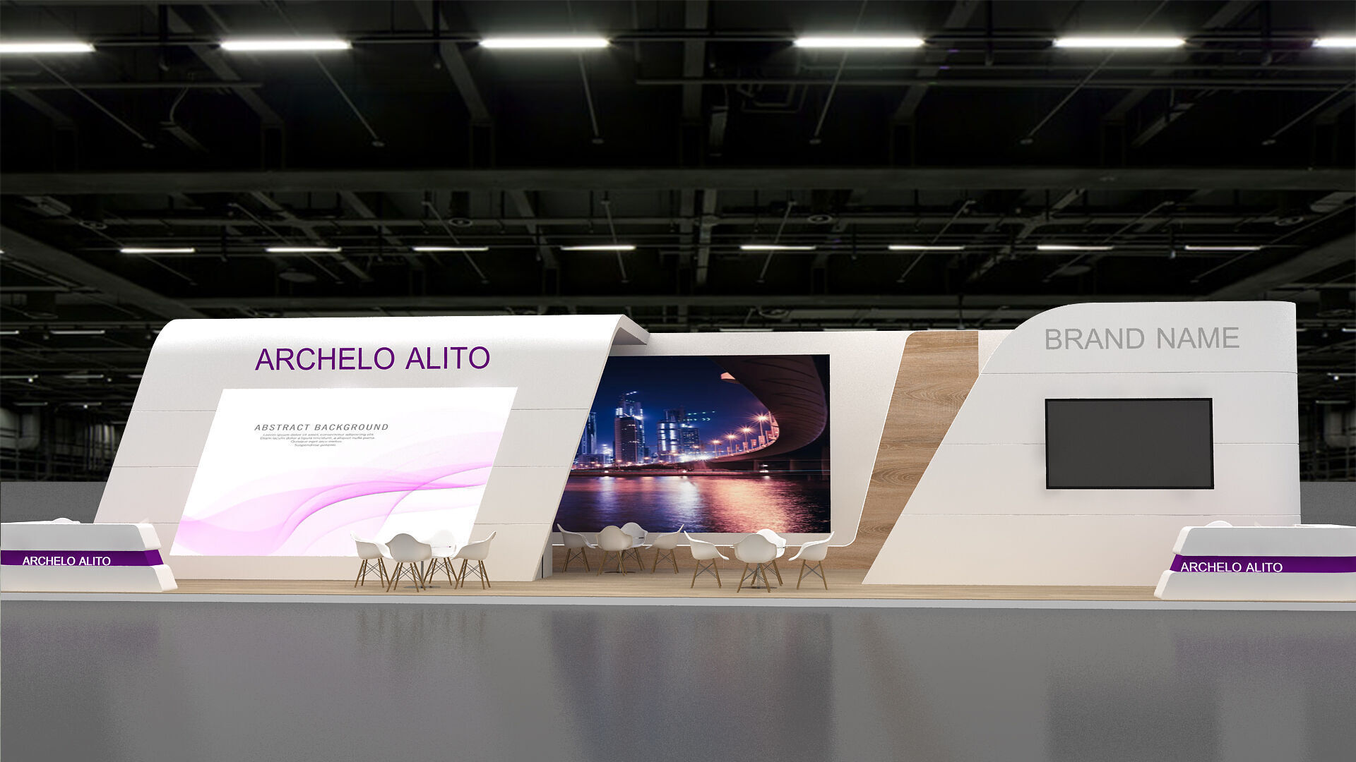 booth 3d Exhibition Low-poly 3D model_1