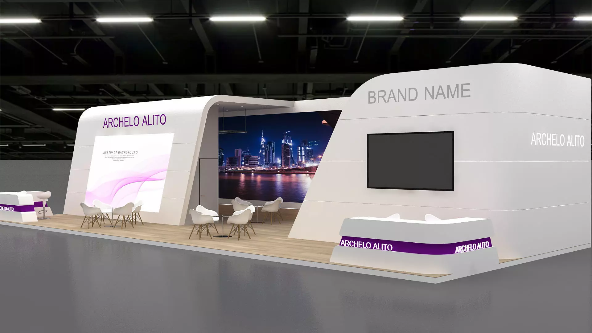 booth 3d Exhibition Low-poly 3D model_0