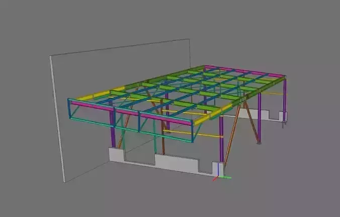 Steel Canopy Structure OBJ and IFC 3D Model