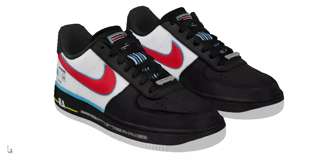 Nike Air Force 1 one low black Low-poly 3D model