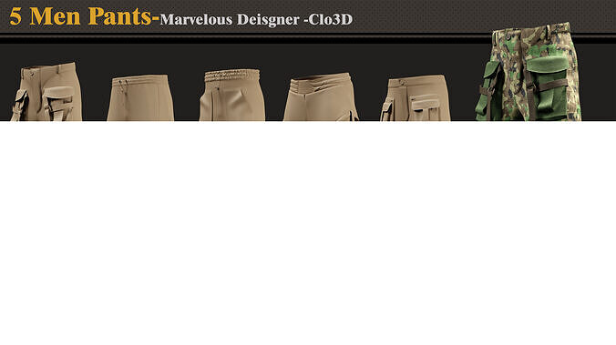 5 Mens Pants -MD-Clo3D-ZPRJ- FBX-OBJ 3D model