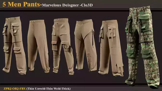 5 Mens Pants -MD-Clo3D-ZPRJ- FBX-OBJ