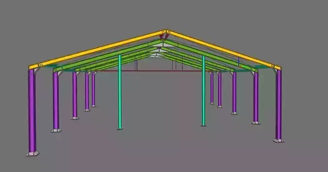 Steel Canopy Structure OBJ and IFC 3D Model