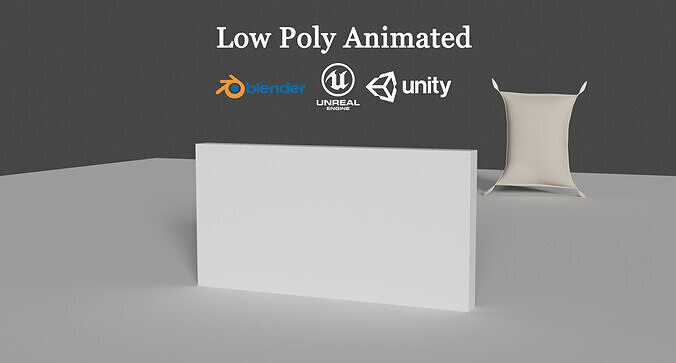 Animated Pillow Cushion for Physics Simulation Low-poly 3D model